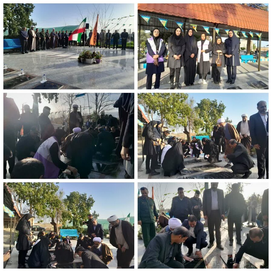 بندرگز | آیین غبار روبی و عطر افشانی گلزار شهداء به مناسبت دهه فجر انجام شد