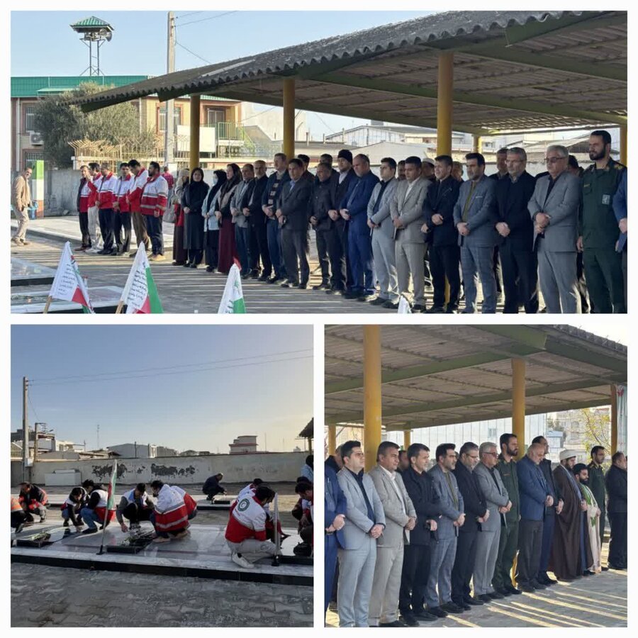 ترکمن | غبارروبی و عطر افشانی گلزار شهدا بمناسبت دهه فجر 