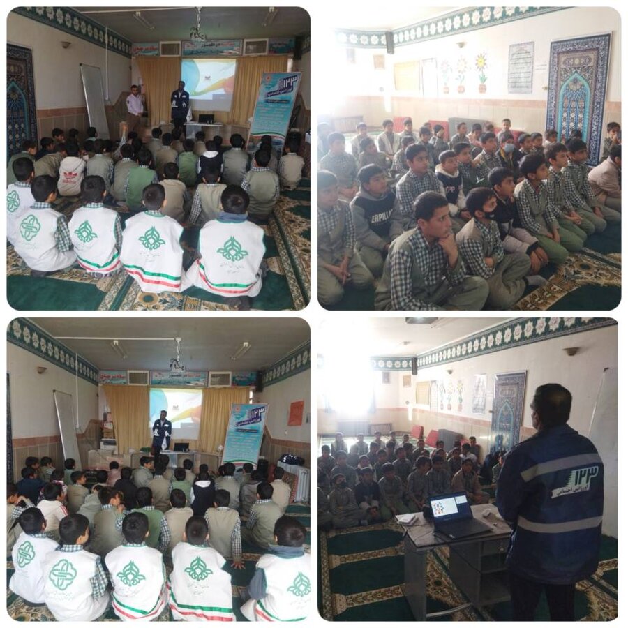 دهه فجر گرامی باد/تبیین فعالیت های اورژانس اجتماعی در مدرسه بعثت روستای بغداده شهرستان سرایان