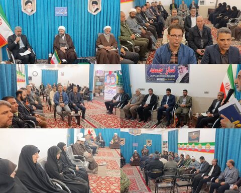 دهه فجر گرامی باد/دیدار فرماندار و مسئولان شهرستان عشق‌آباد با حجت‌الاسلام تهرانی‌پور، امام جمعه عشق‌آباد، با حضور جمعی از مدیران و مسئولان شهرستان