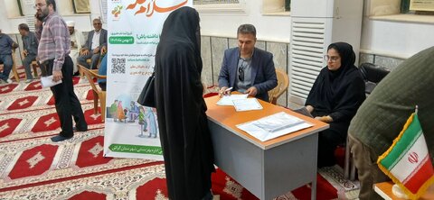 گراش| استقرار پایگاه پویش «سلام محله» همزمان با میز خدمت ادارات در بخش ارد شهرستان گراش با حضور امام جمعه، فرماندار،بخشدار و سایر مسئولین شهرستان