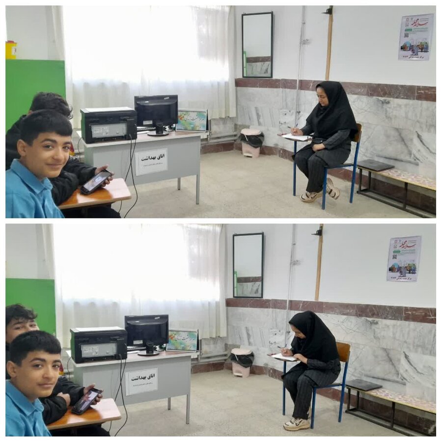 بندرگز | استقرار مرکز مثبت زندگی کد ۲۱۷۳ شهرستان بندرگز در مدرسه پسرانه متوسطه شهید غریب نوکنده برای ثبت نام طرح پویش سلام محله 