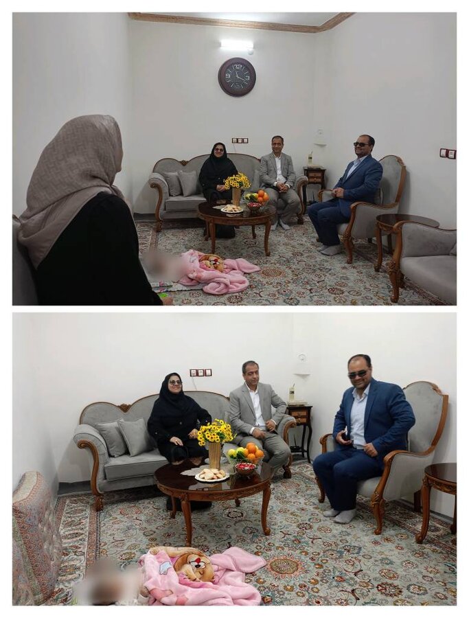 دهه فجر گرامی باد/دیدار معاونت سلامت اجتماعی بهزیستی خراسان جنوبی با یک خانواده فرزندپذیر