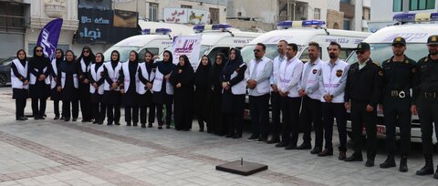 حرکت نمادین خودروهای اورژانس اجتماعی ۱۲۳ در بوشهر؛ تجلی خدمت‌رسانی به کرامت انسانی در دهه فجر