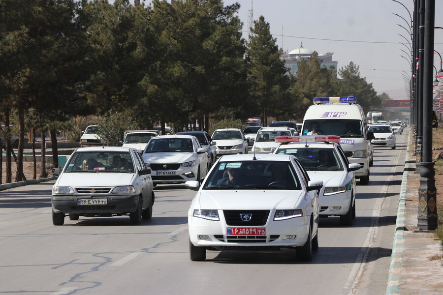 مانور موتوری خودروهای اورژانس(اورژانس پلیس ، اورژانس درمان ،اورژانس اجتماعی) استان کرمان برگزار شد