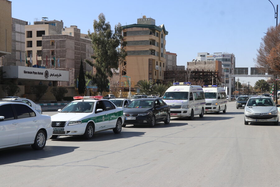 مانور موتوری خودروهای اورژانس(اورژانس پلیس ، اورژانس درمان ،اورژانس اجتماعی) استان کرمان برگزار شد