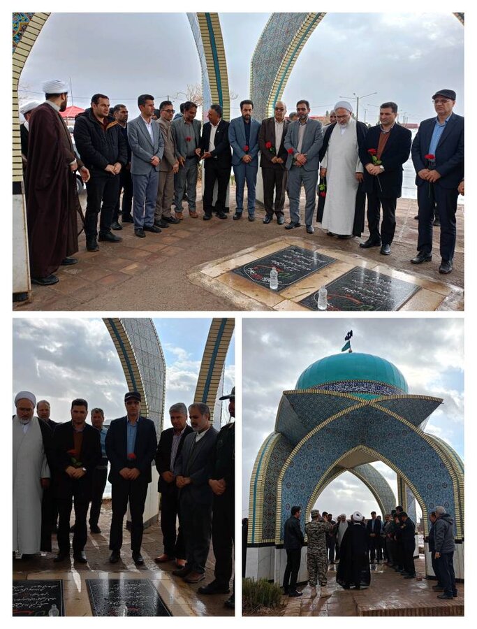 دهه فجر گرامی باد/غبارروبی گلزار شهدای خضری و دشت‌بیاض با حضور مسئولان استانی و شهرستانی