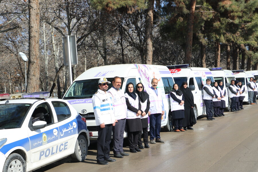 رژه خودروهای اورژانس اجتماعی بهزیستی استان خراسان شمالی همزمان با دهه مبارک فجر