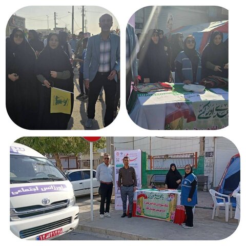 حضور پرشور کارکنان بهزیستی استان بوشهر در راهپیمایی ۲۲ بهمن؛ همگام با مردم و همراه با برپایی میز خدمت