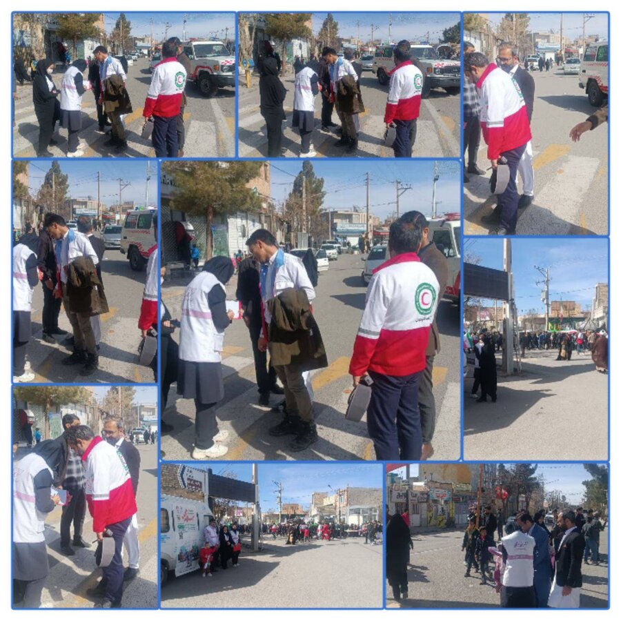 حضور پرسنل بهزیستی شهرستان سربیشه در راهپیمایی ۲۲ بهمن و برپایی ایستگاه «سلام محله» در مراکز بخش ها