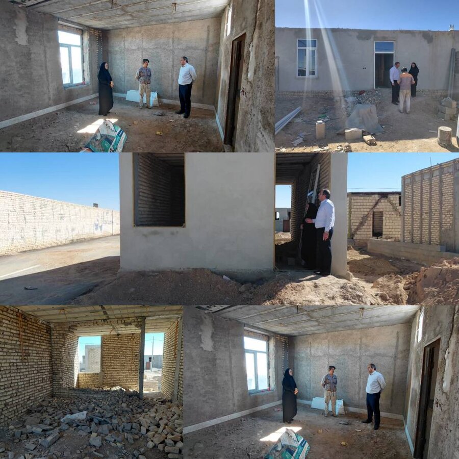بازدید رییس بهزیستی بشرویه از واحدهای مسکونی در حال ساخت مددجویان
