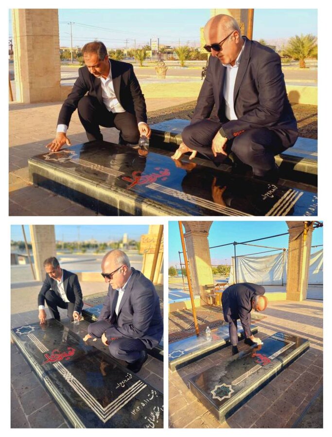 آغاز مراسم پویش مثبت ماه با غبارروبی مزار شهید گمنام