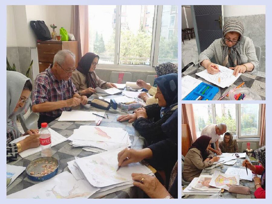 رنگ نشاط در کلاس نقاشی مادران مرکز سالمندان حبیب ابن مظاهر