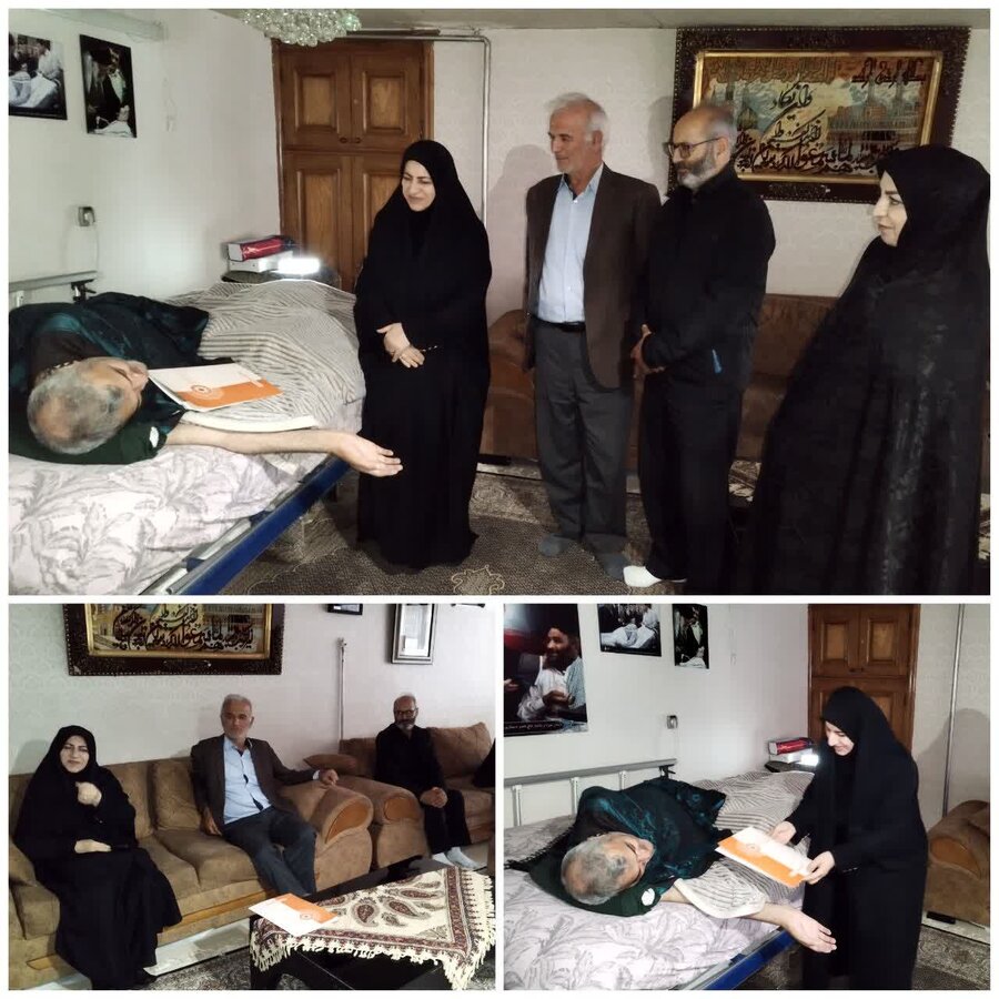 دیدار مدیرکل بهزیستی و مشاور استاندار اردبیل با جانباز سرافراز «ناصر دستاری»