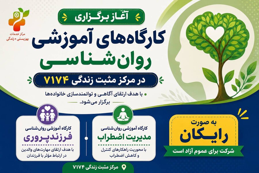 شهرری | آغازبرگزاری کارگاه‌های آموزشی روان‌شناسی در مرکز مثبت زندگی ۷۱۷۴
