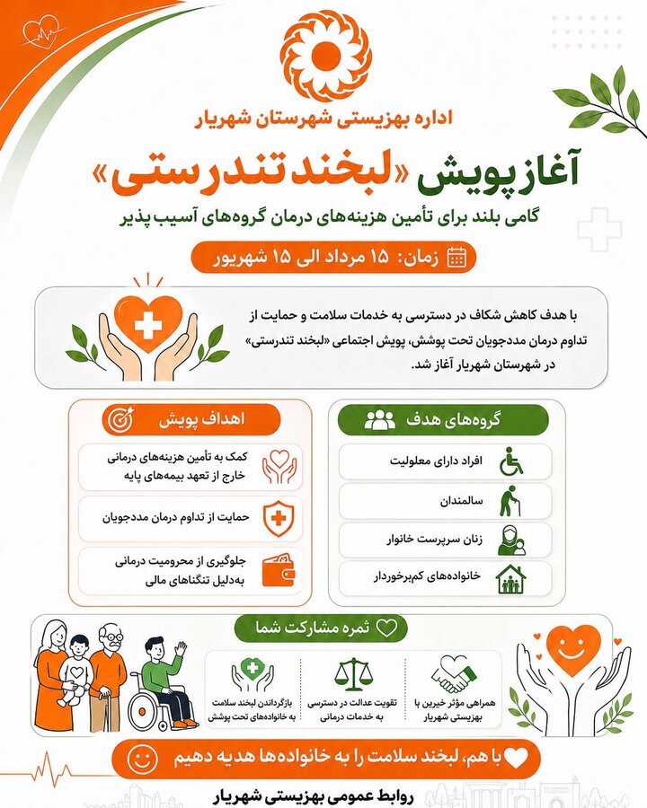 شهریار | آغاز پویش ملی «لبخند تندرستی»؛ گامی برای حمایت از سلامت گروه‌های آسیب‌پذیر