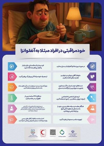 پوستر| خودمراقبتی در تماس با فرد مبتلا به آنفولانزا