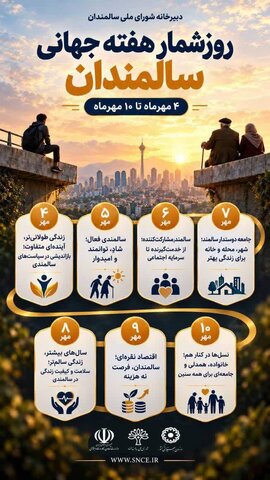 پوستر | اعلام عناوین روزهای هفته جهانی سالمندان؛ از سالمندی فعال تا همبستگی بین‌نسلی