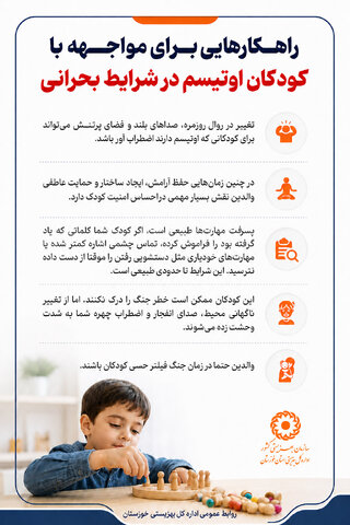اینفوگرافی|راهکارهای مواجهه با کودکان دارای اختلال طیف اوتیسم در شرایط بحرانی
