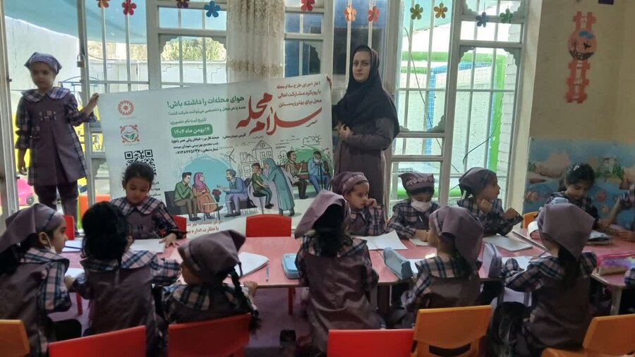 فیروزآباد |در راستای ترویج سلامت اجتماعی؛ برگزاری مسابقه نقاشی کودکان در پیش‌دبستانی یاس نبی میمند با محوریت طرح «سلام محله»