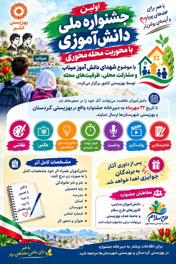 فراخوان جشنواره ملی دانش‌آموزی میراث‌داران فردا با محوریت گرامیداشت شهدای دانش‌آموز میناب اعلام شد