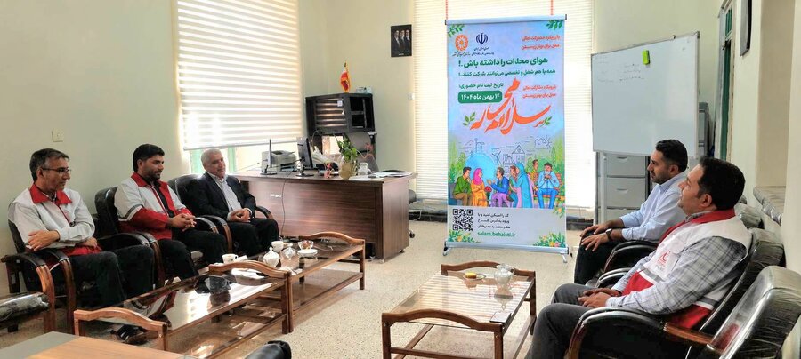 جلسه مشترک جمعیت هلال‌احمر و اداره بهزیستی شهرستان تکاب با محوریت طرح «سلام محله»